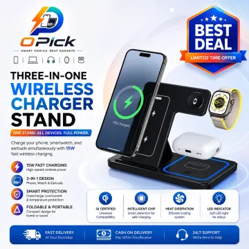 3-in-1 Multi-Device Charging Stand – Compact Charging Solution for Home & Office