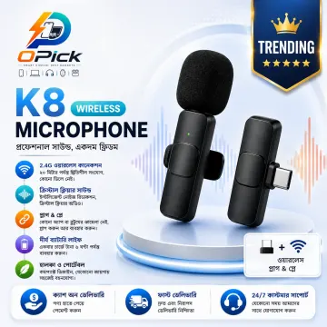 K8 Wireless Lavalier Microphone with Type-C & iPhone Head for Clear Mobile Videos, Interviews