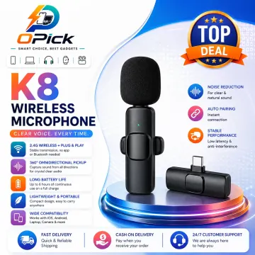 K8 Dual Wireless Lavalier Microphone with Type-C & iPhone Connector for Clearer Vlogs and Interviews
